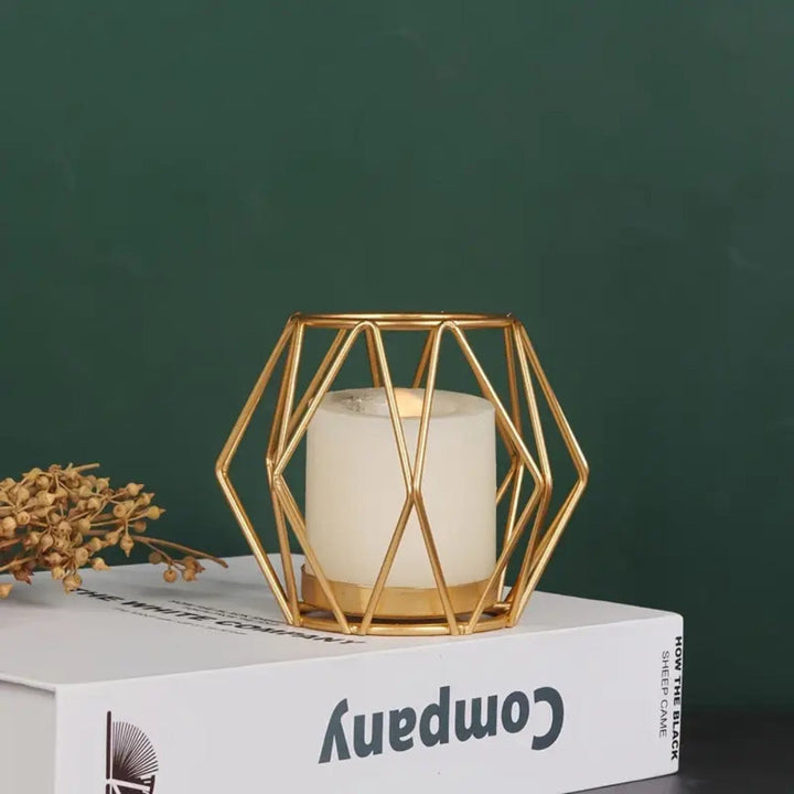 Minimalist Wireframe Iron Candle Holder