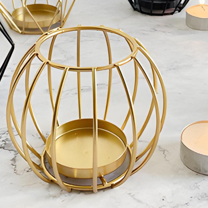 Minimalist Wireframe Iron Candle Holder