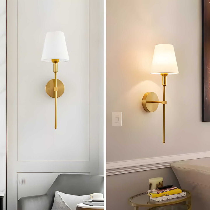 contemporary Brass Wall Lamp with Tapered Shade