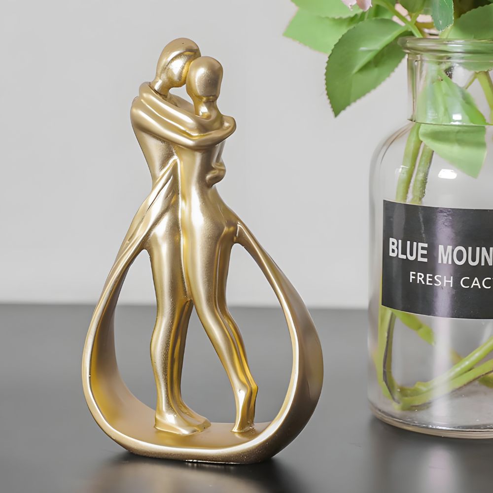 Contemporary Resin Couple Figurine With Glossy Finish
