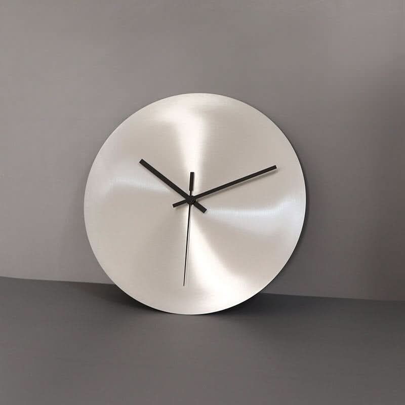 Minimalist Brushed Metal Wall Clock With Black Hands