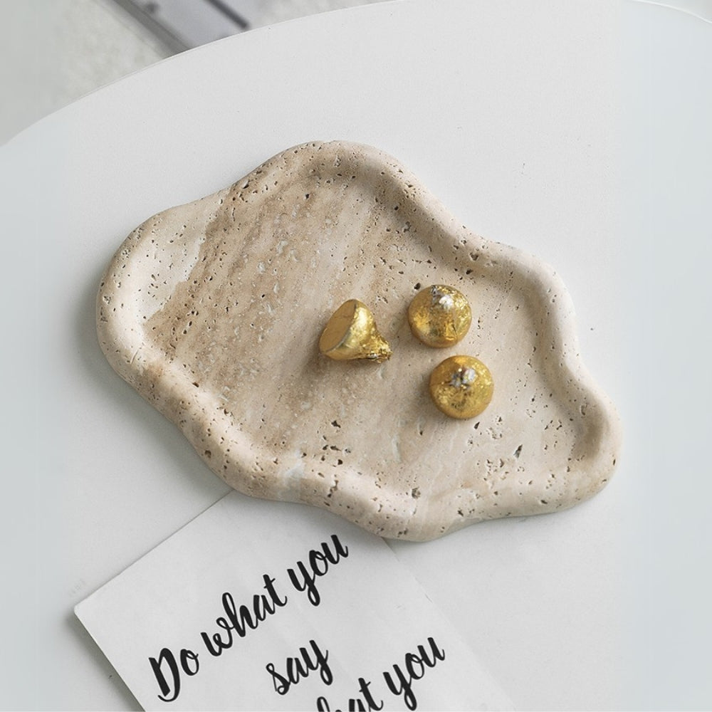Minimalist Organic Stone Jewelry Tray With organic Texture