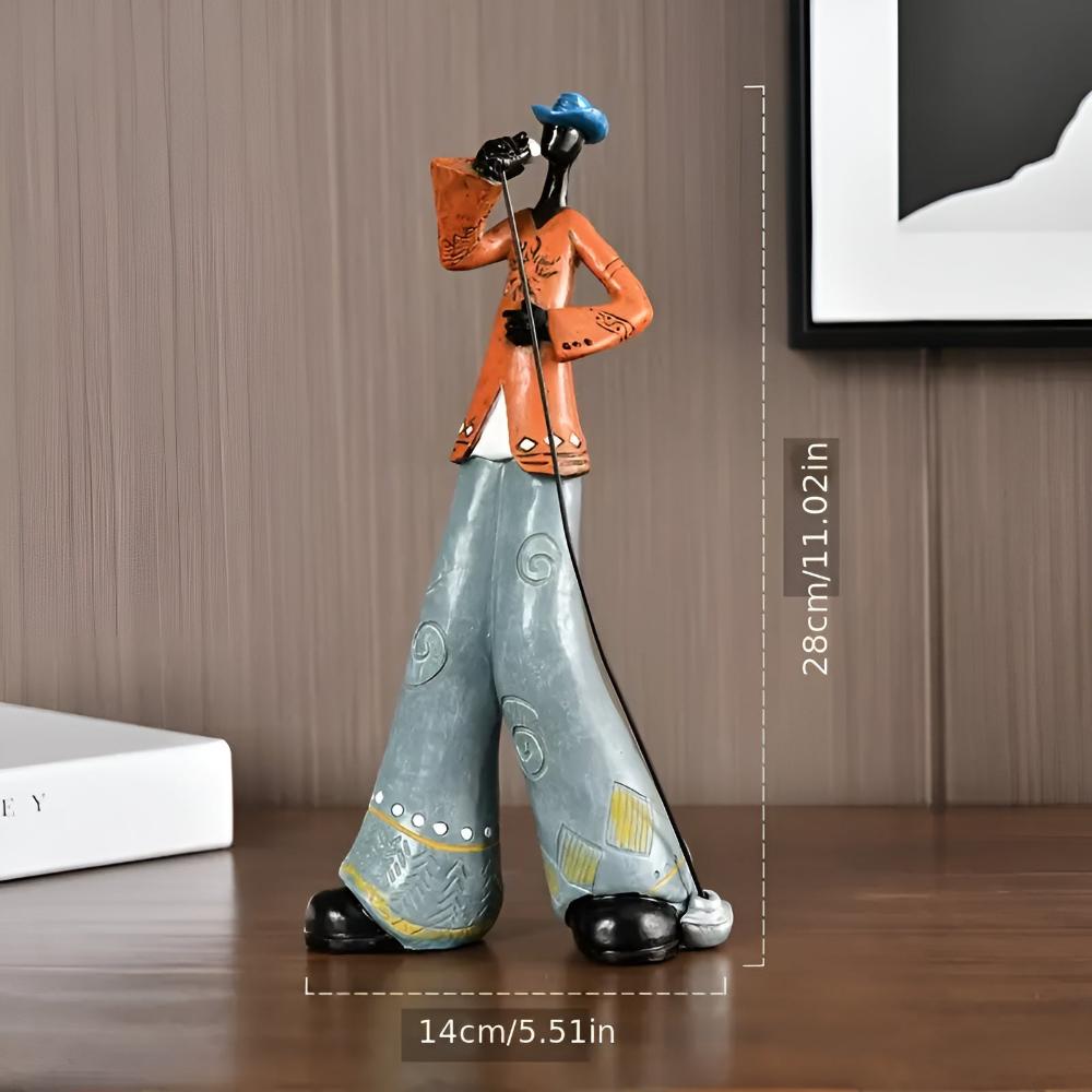 Eclectic Resin Figurine Set With Stylized Musicians