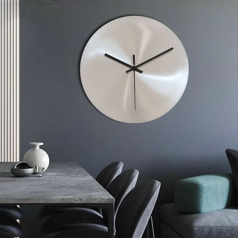 Minimalist Brushed Metal Wall Clock With Black Hands