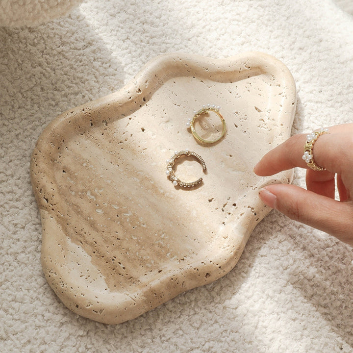 Minimalist Organic Stone Jewelry Tray With organic Texture