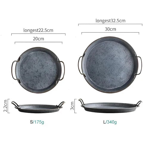 Industrial Metal Serving Tray With Handle Cutouts