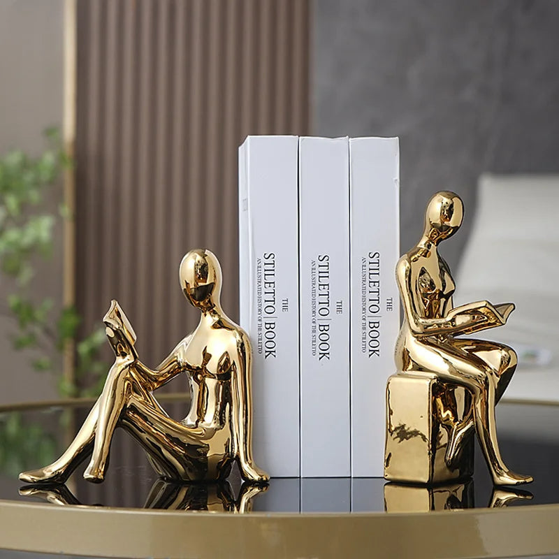 contemporary Metal Bookends With Glossy Figurative Design