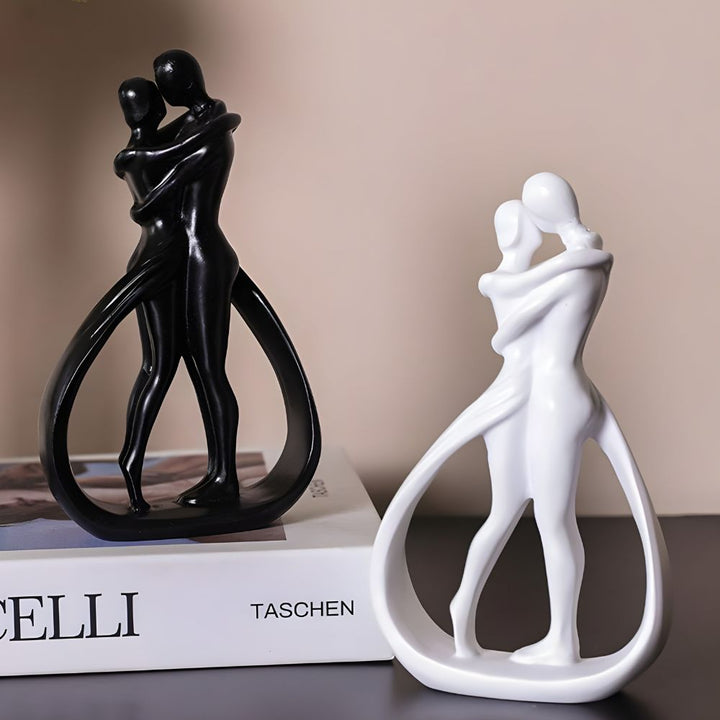 Contemporary Resin Couple Figurine With Glossy Finish