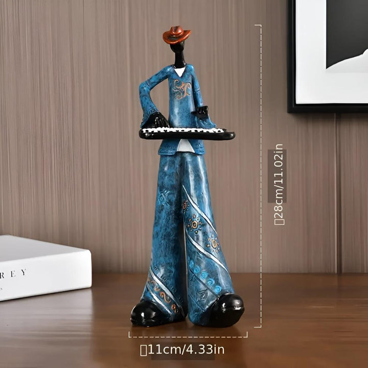 Eclectic Resin Figurine Set With Stylized Musicians