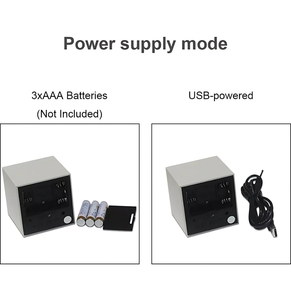 Wood Grain LED Alarm Clock With Temperature Display