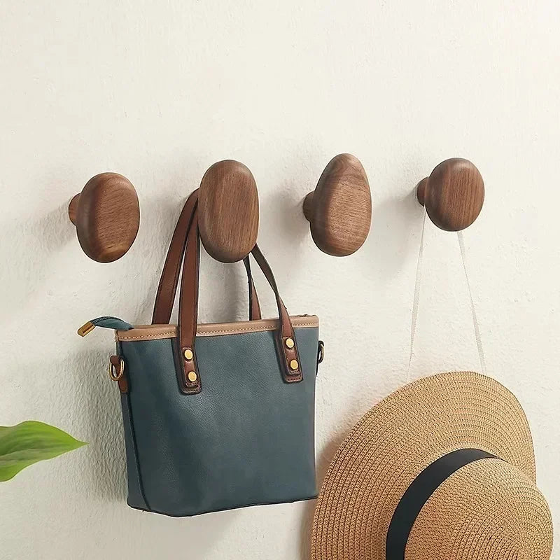 Minimalist Wooden Wall Hook Set With Pebble Shape