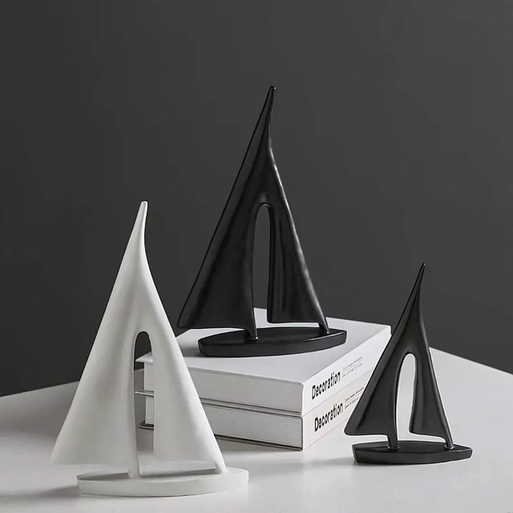 Ceramic Sailboat Sculpture With Smooth Silhouette
