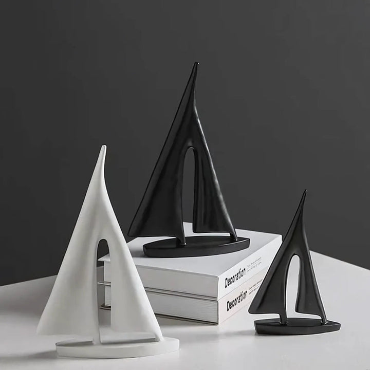 Ceramic Sailboat Sculpture With Smooth Silhouette