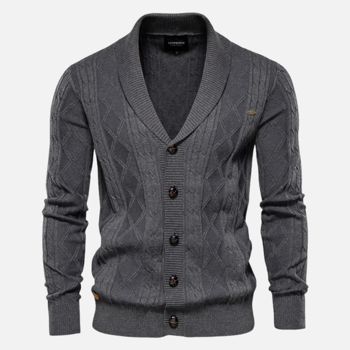 James - Argyle Wool Cardigan