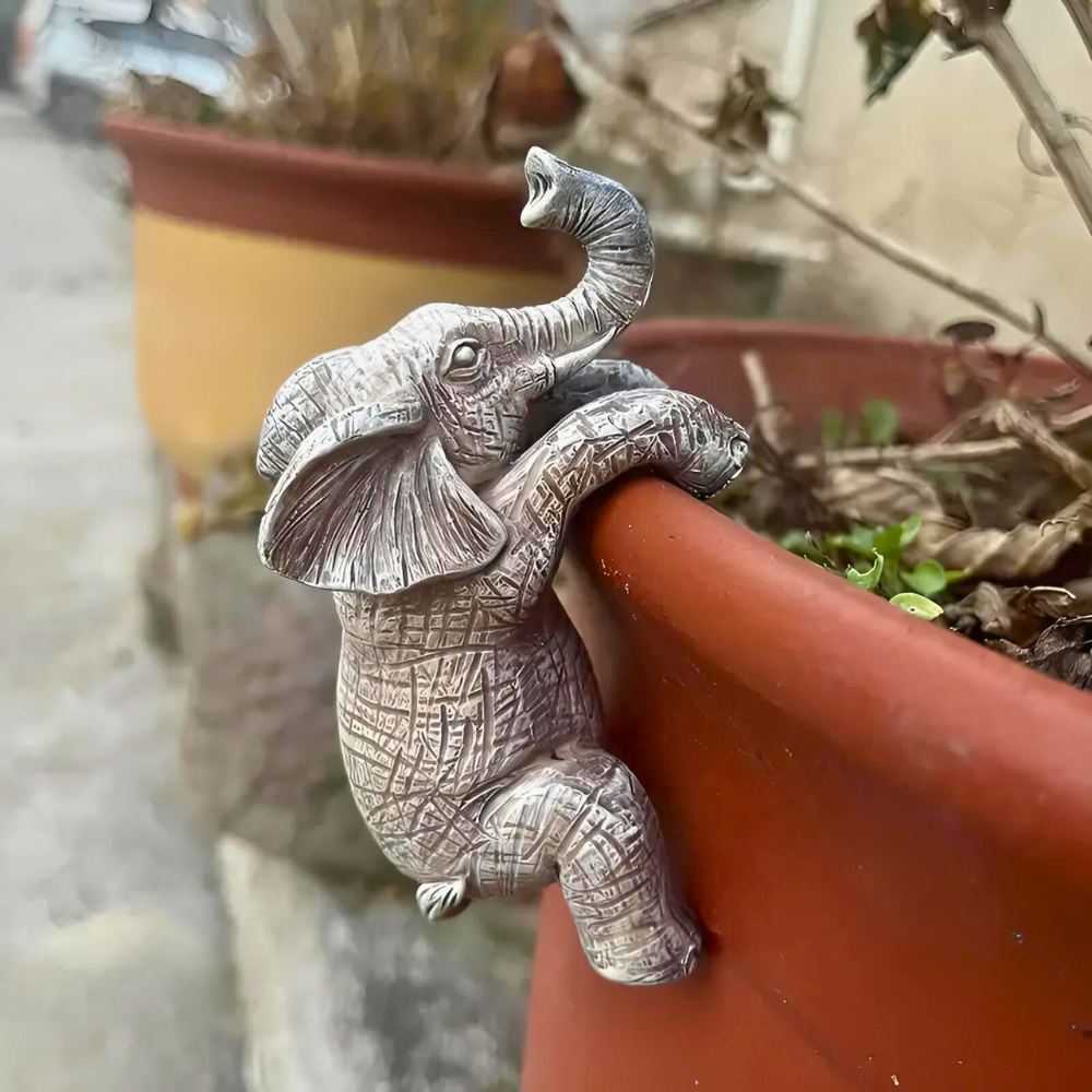Whimsical Textured Elephant Climbing Sculpture