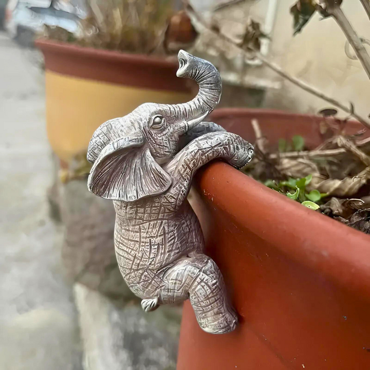 Whimsical Textured Elephant Climbing Sculpture