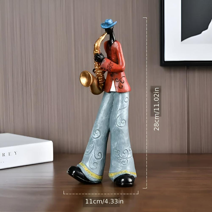 Eclectic Resin Figurine Set With Stylized Musicians