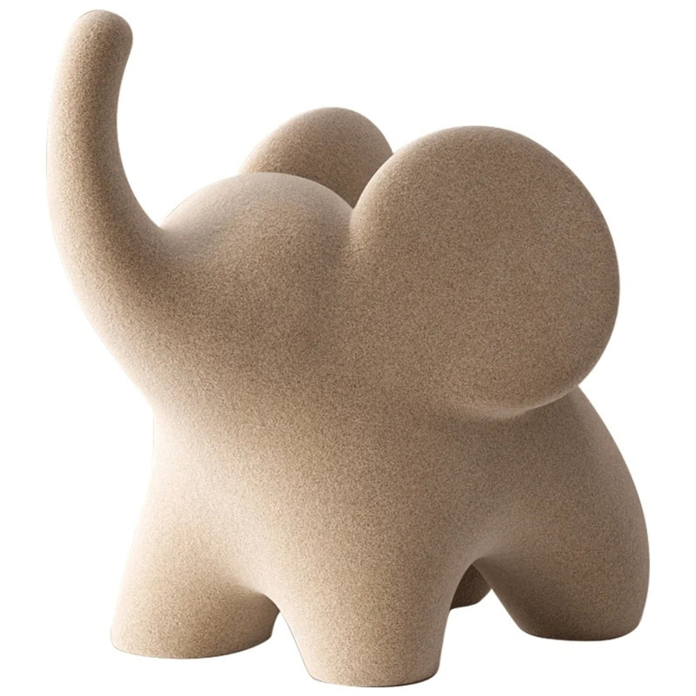 contemporary Resin Elephant Figurine With Uplifted Trunk