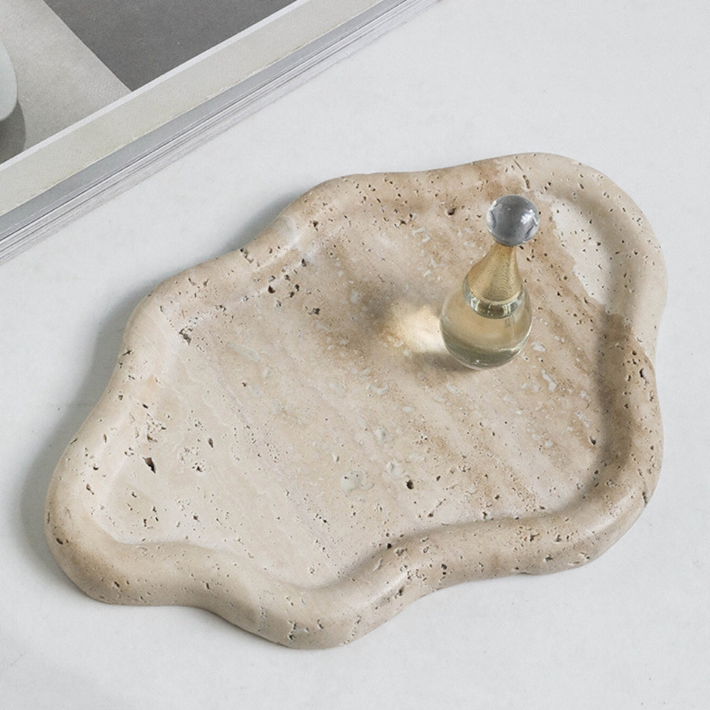 Minimalist Organic Stone Jewelry Tray With organic Texture