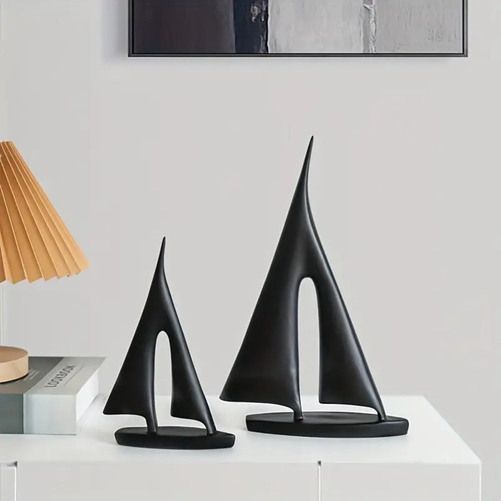 Ceramic Sailboat Sculpture With Smooth Silhouette