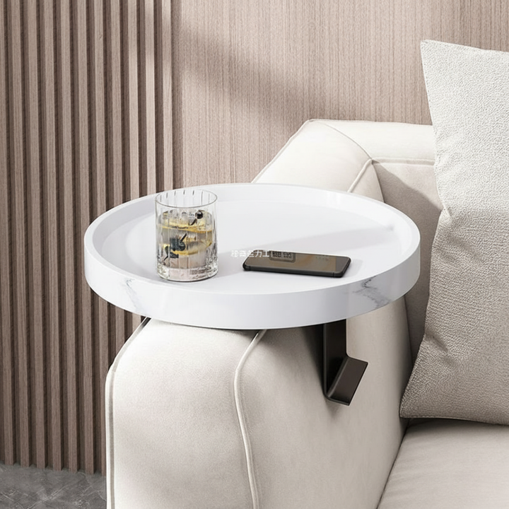 Contemporary Walnut Wood Armrest Tray With Clamp Attachment