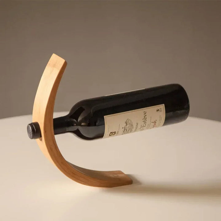Minimalist Bamboo Wine Holder With Curved Design