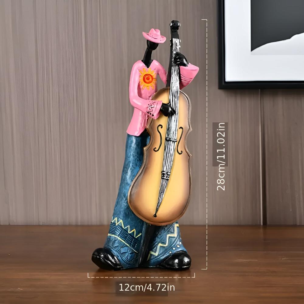 Eclectic Resin Figurine Set With Stylized Musicians