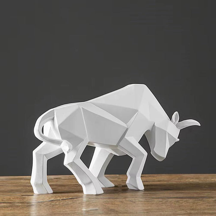 Minimalist Geometric Matte Ceramic Bull Figurine