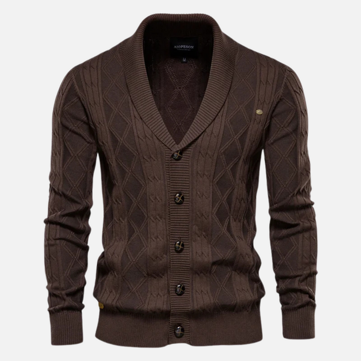 James - Argyle Wool Cardigan