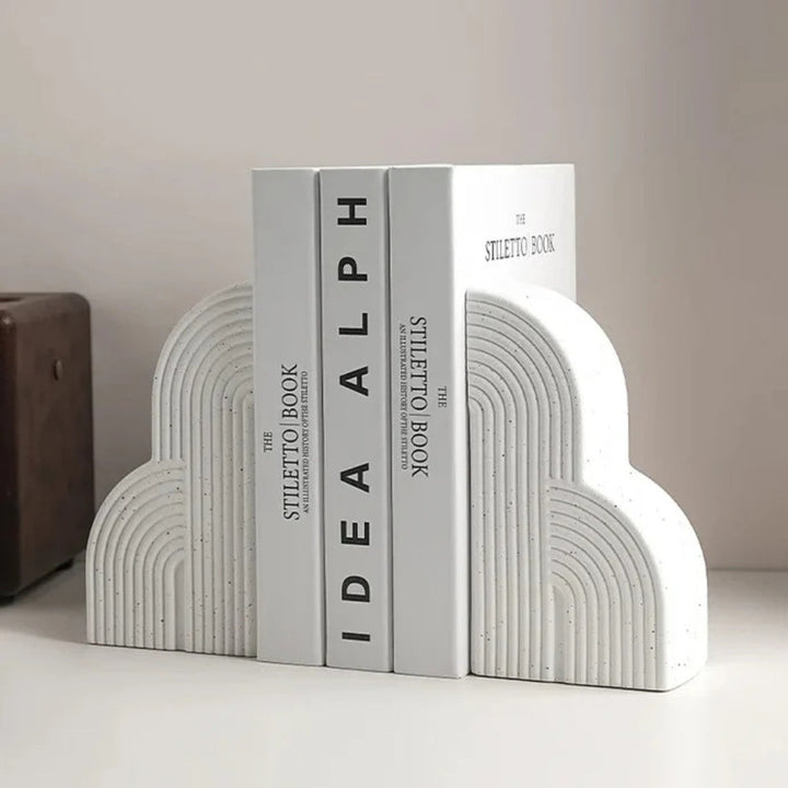 Contemporary Ceramic Bookends With Cloud Design