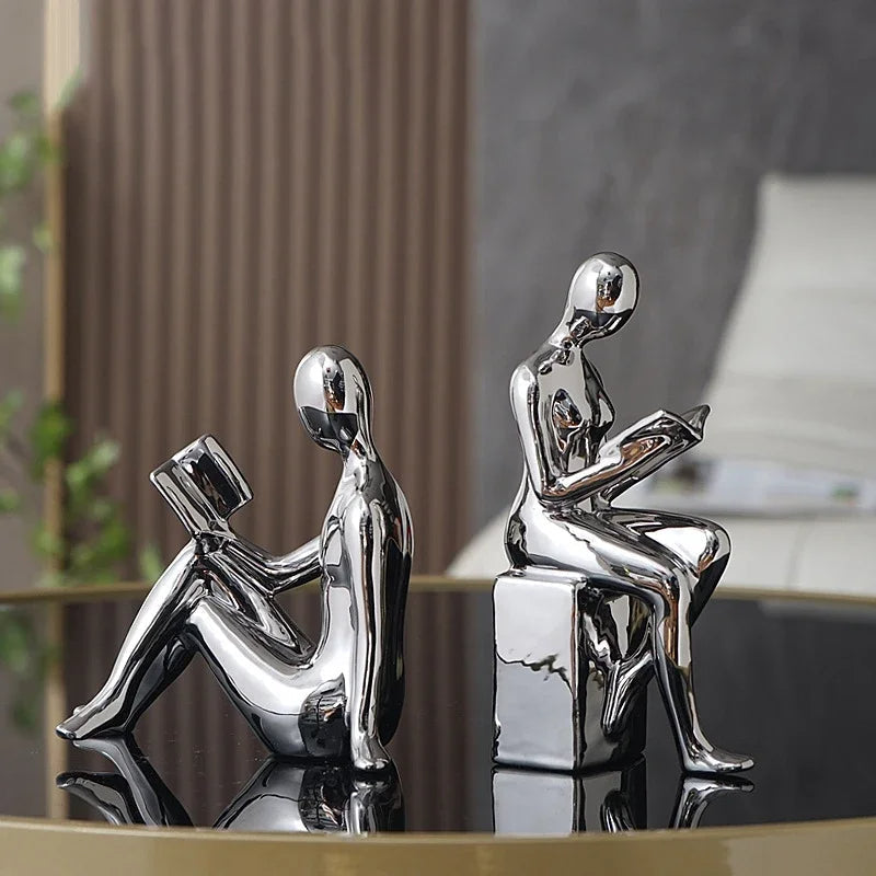 contemporary Metal Bookends With Glossy Figurative Design