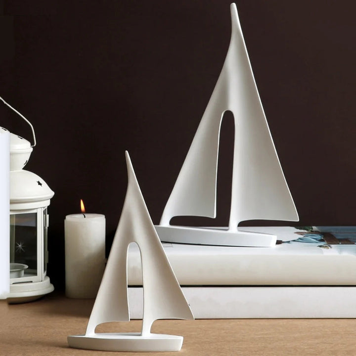 Ceramic Sailboat Sculpture With Smooth Silhouette