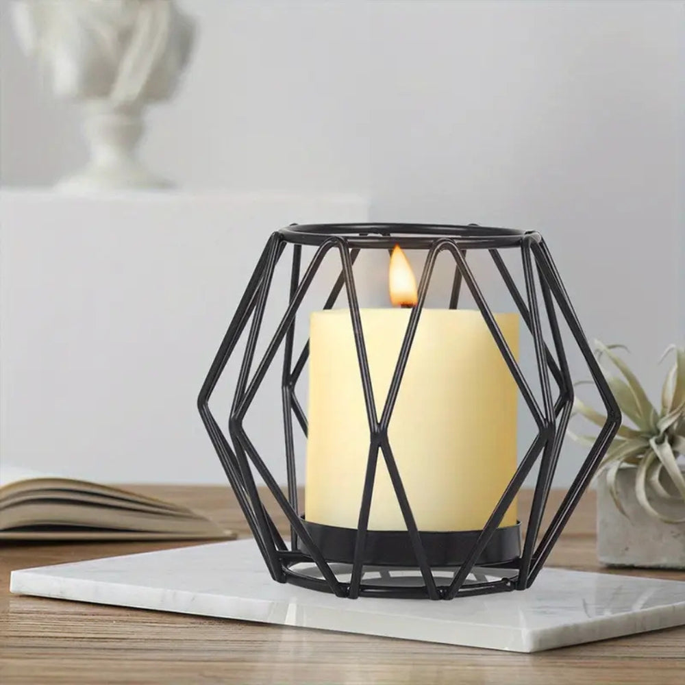 Minimalist Wireframe Iron Candle Holder