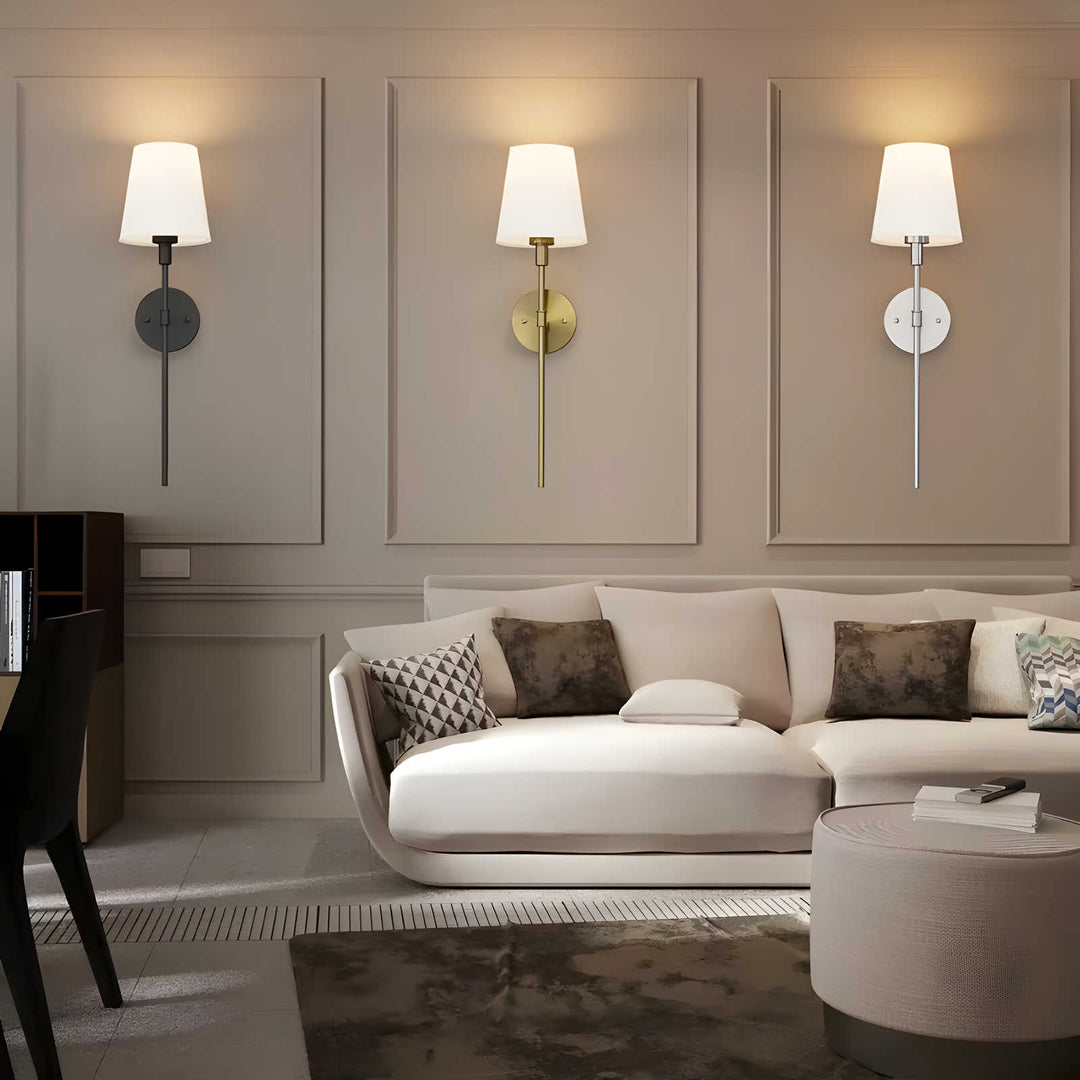 contemporary Brass Wall Lamp with Tapered Shade