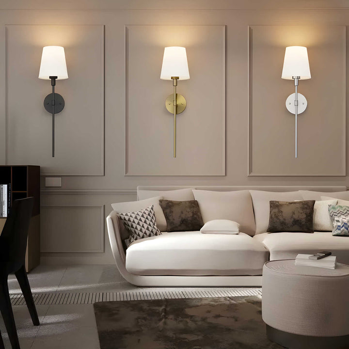 contemporary Brass Wall Lamp with Tapered Shade