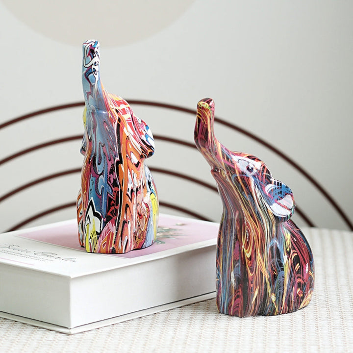 Eclectic Graffiti Resin Elephant Figurine