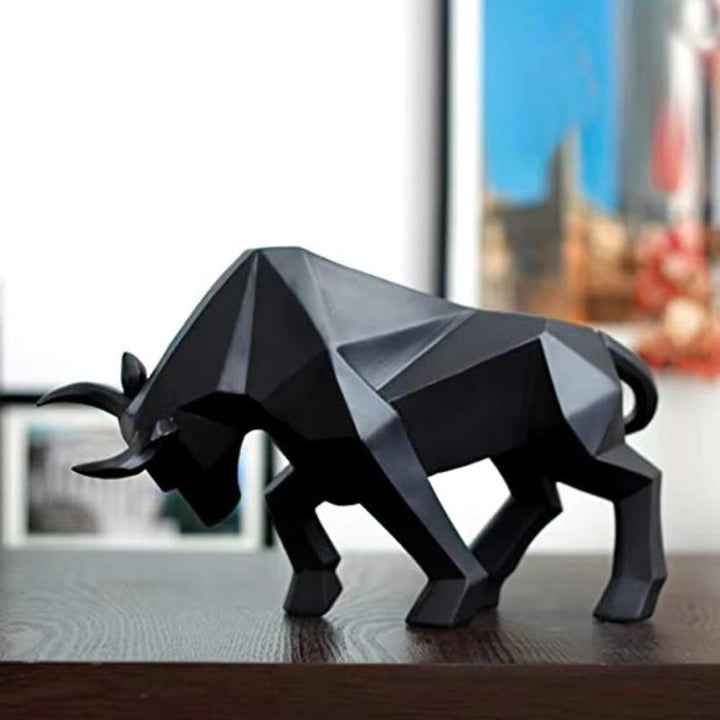 Minimalist Geometric Matte Ceramic Bull Figurine