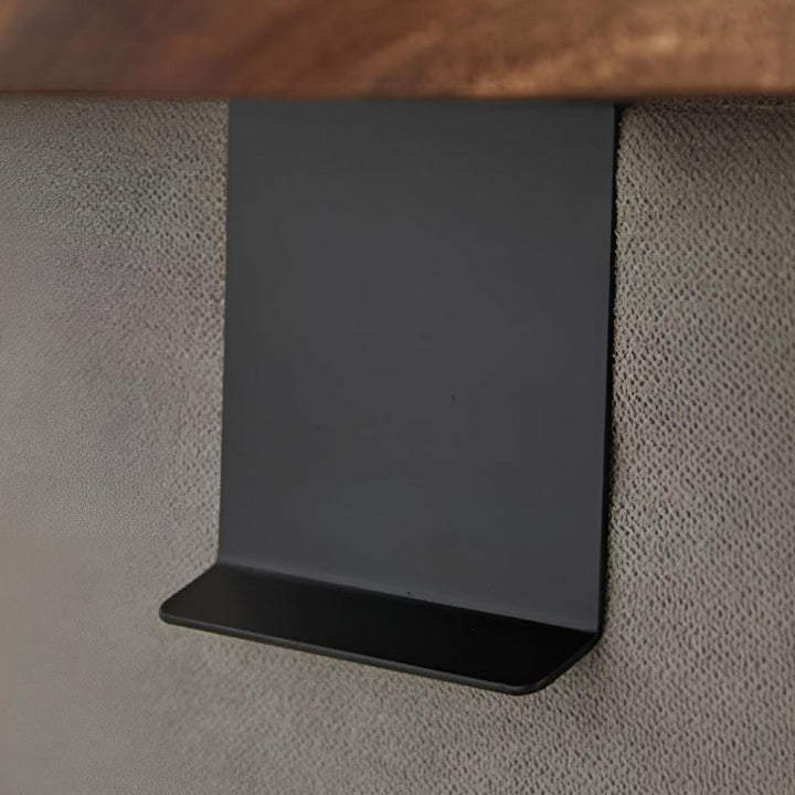 Contemporary Walnut Wood Armrest Tray With Clamp Attachment