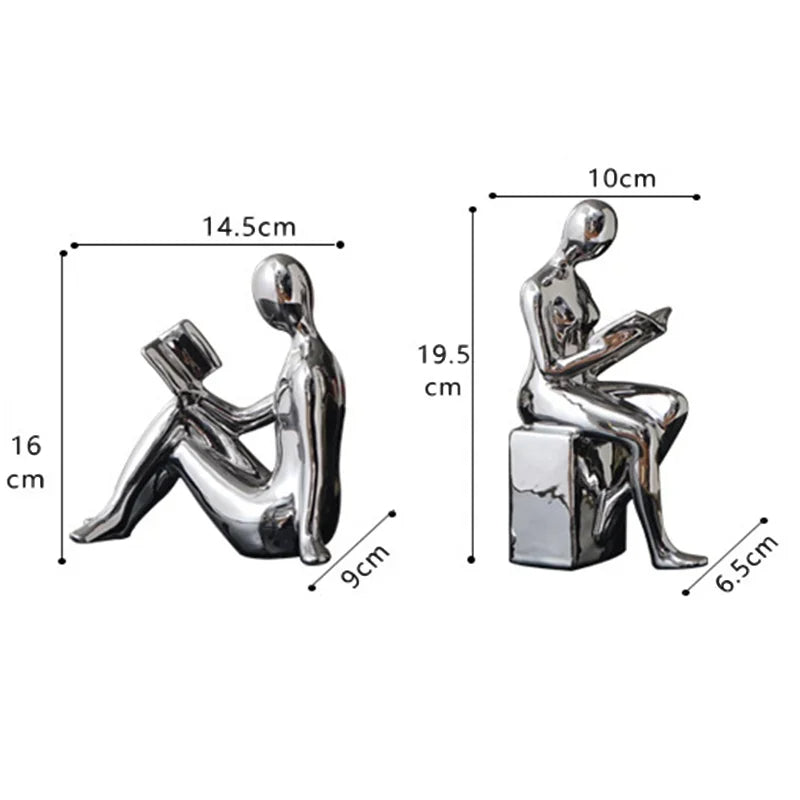 contemporary Metal Bookends With Glossy Figurative Design