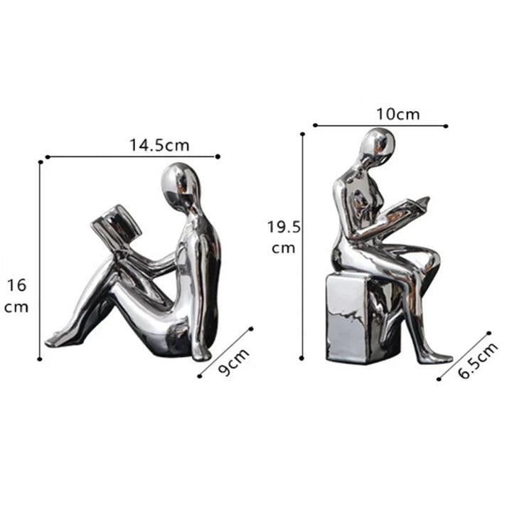 contemporary Metal Bookends With Glossy Figurative Design