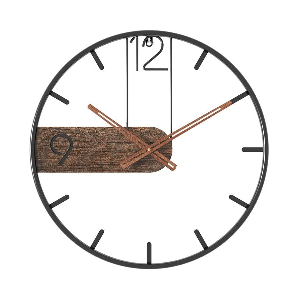 Minimalist Wood and Metal Wall Clock With Large Open Face