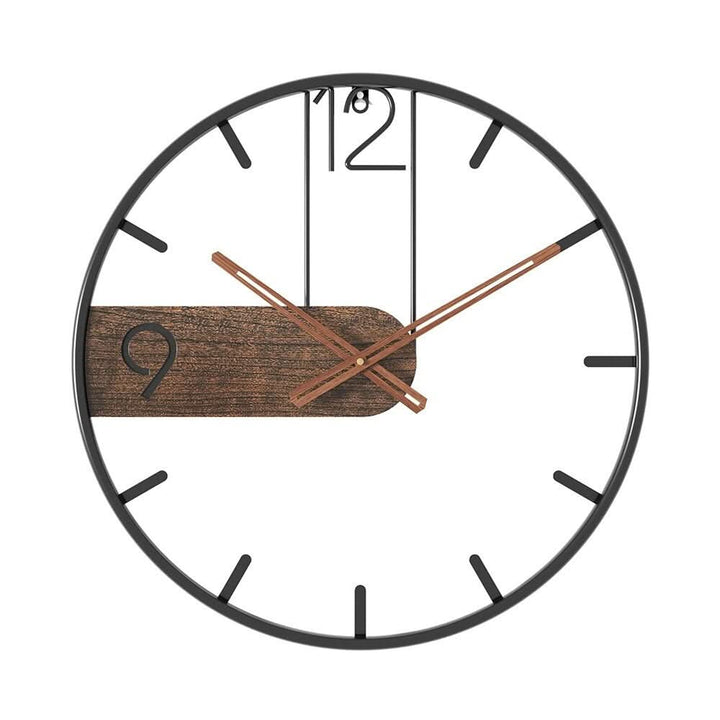 Minimalist Wood and Metal Wall Clock With Large Open Face