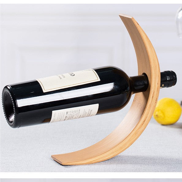 Minimalist Bamboo Wine Holder With Curved Design