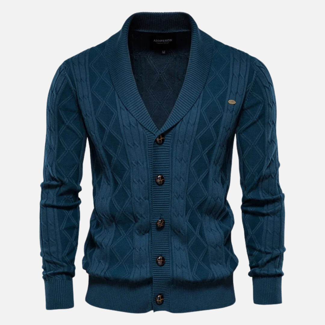 James - Argyle Wool Cardigan