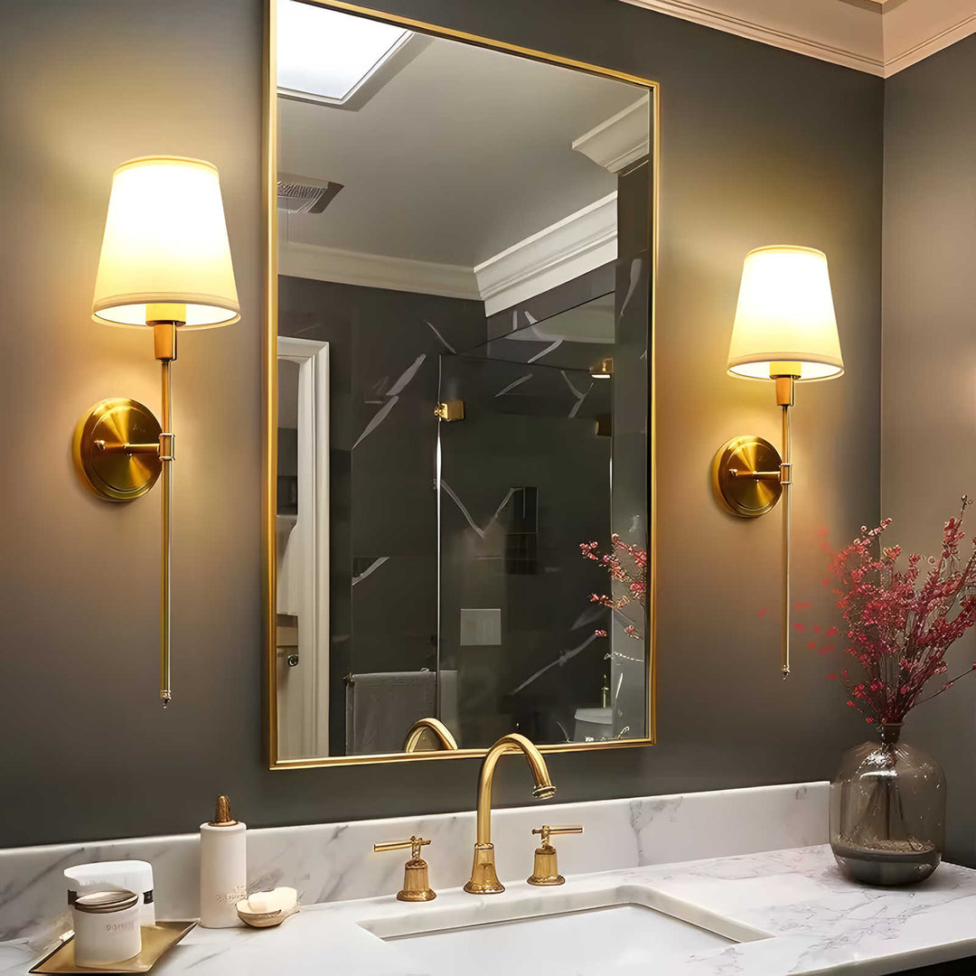 contemporary Brass Wall Lamp with Tapered Shade