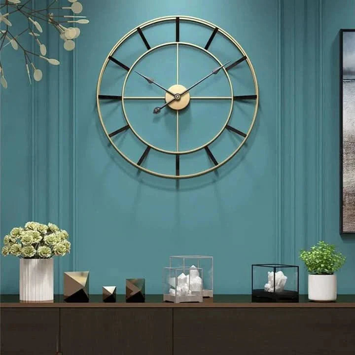 Minimalist Metallic Wall Clock With Open Frame Design
