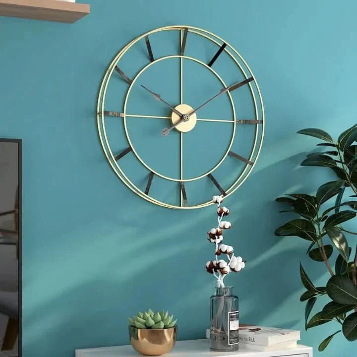Minimalist Metallic Wall Clock With Open Frame Design