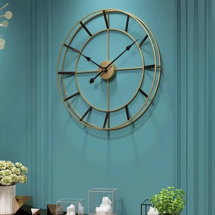 Minimalist Metallic Wall Clock With Open Frame Design