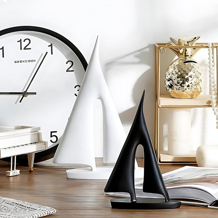 Ceramic Sailboat Sculpture With Smooth Silhouette