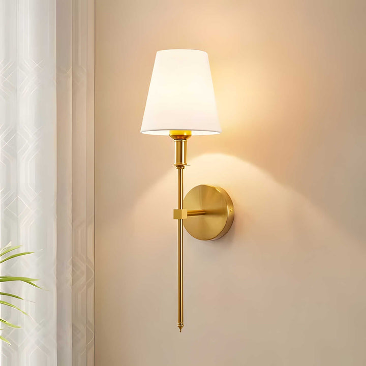 contemporary Brass Wall Lamp with Tapered Shade